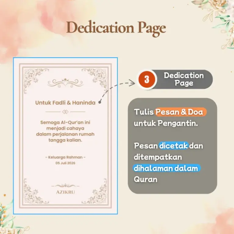 quran wedding dedication page